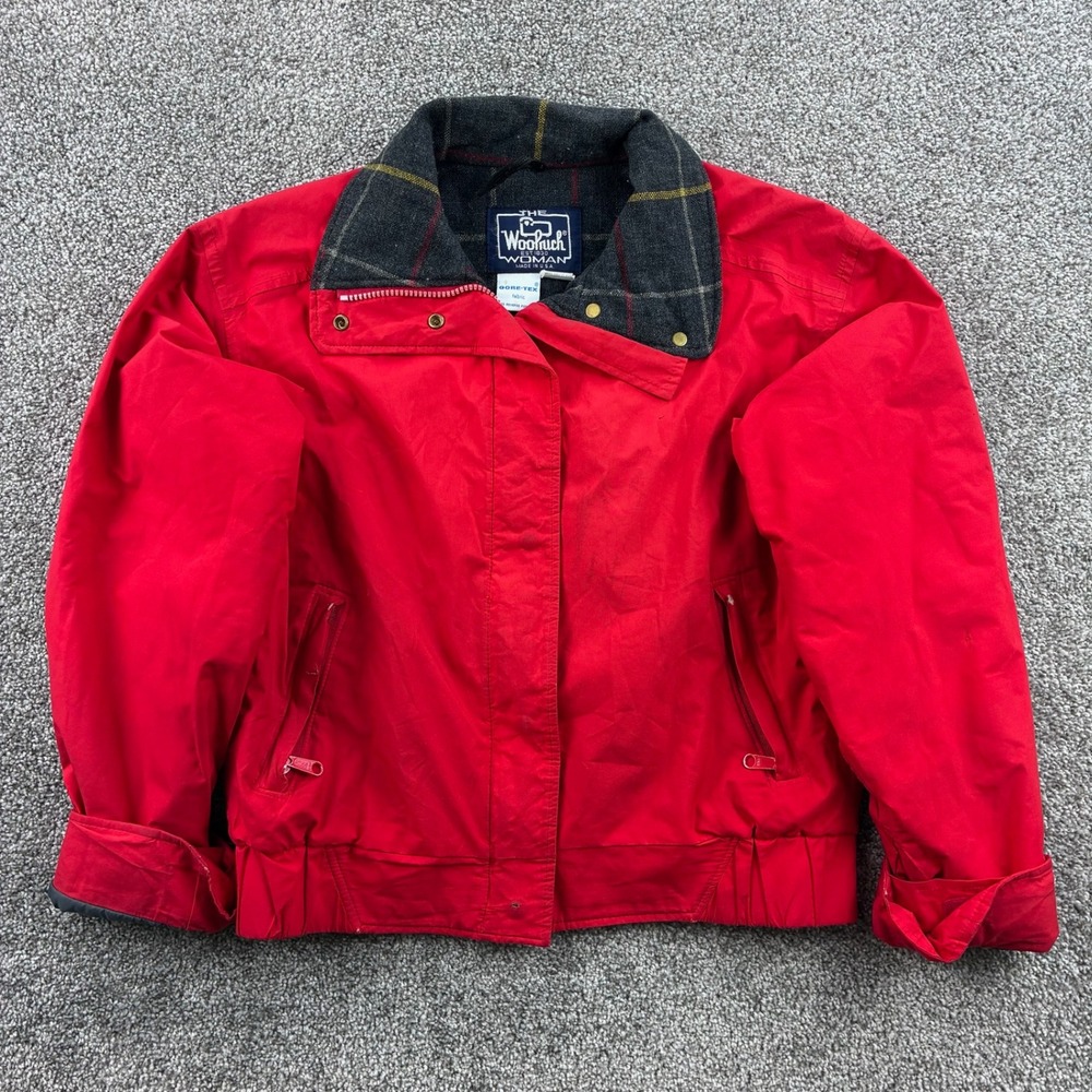 Vintage Woolrich Gore-Tex Jacket Women's Medium Red Wool Lined Thinsulate USA